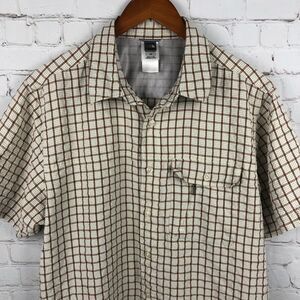 The North Face Cream Plaid Short Sleeve Button Up Men's Sz Large